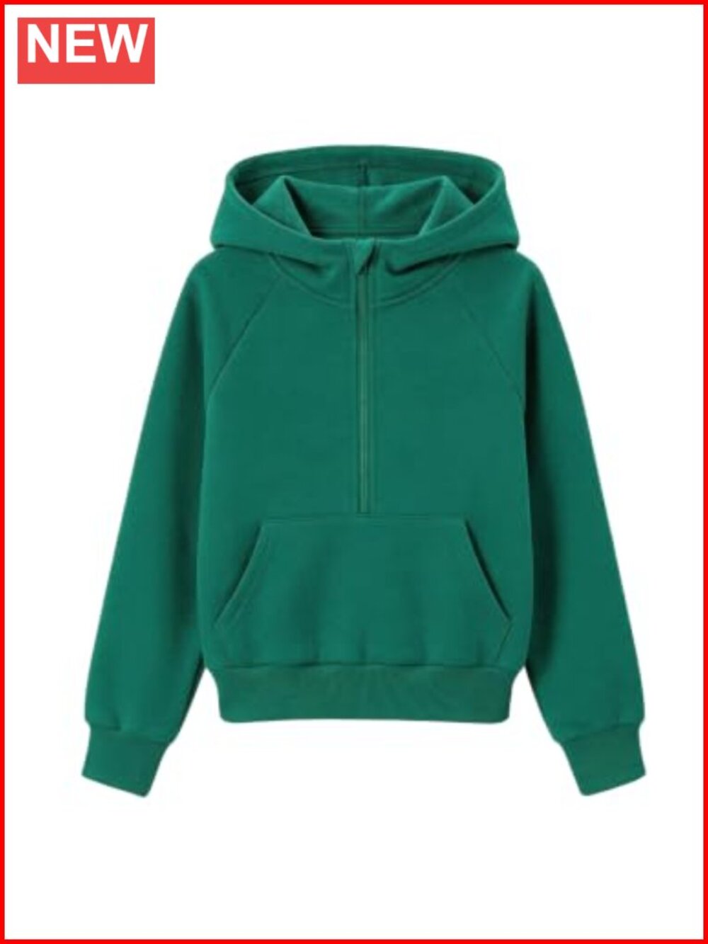 Girls Cotton Blend Fleece Quarter Zip Crop Hoodie with Pockets
